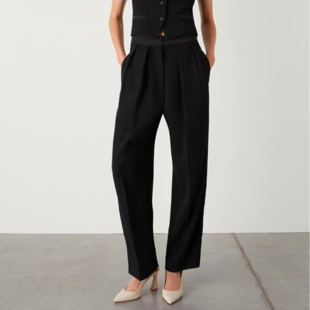 Marella ART 365 Dida Size 10 Black Trouser Pants Slit Leg NWT L240